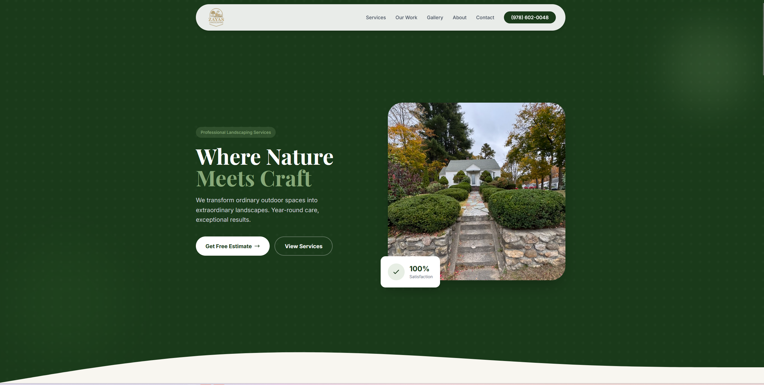 Zayas Landscaping — landscaping business website built by Bay State Studio