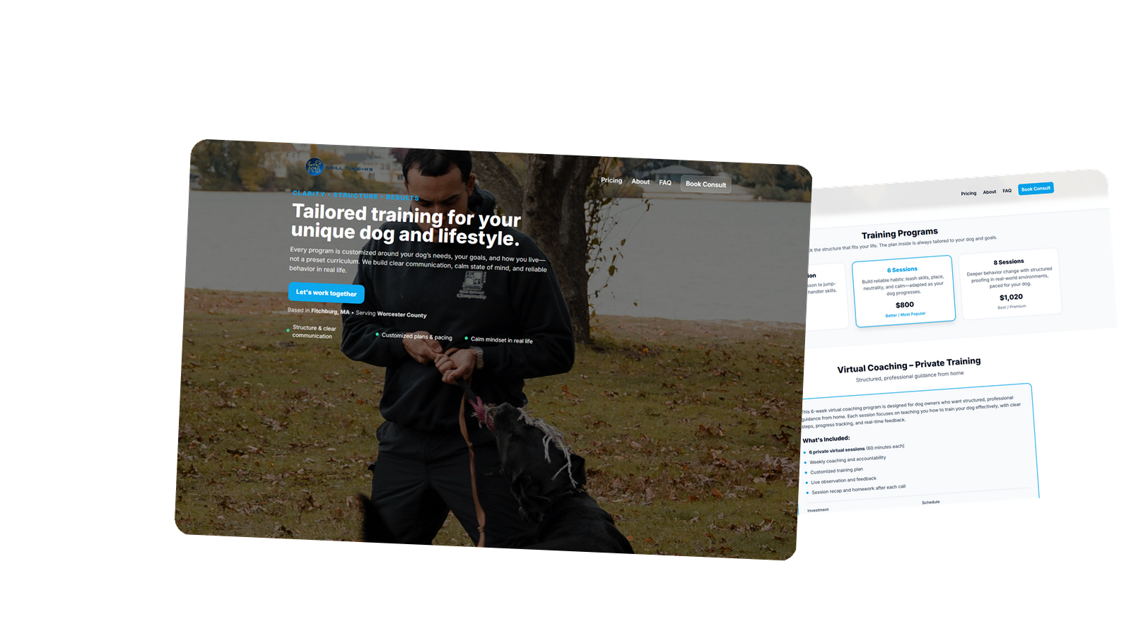Skilltree K9 — dog training website built by Bay State Studio